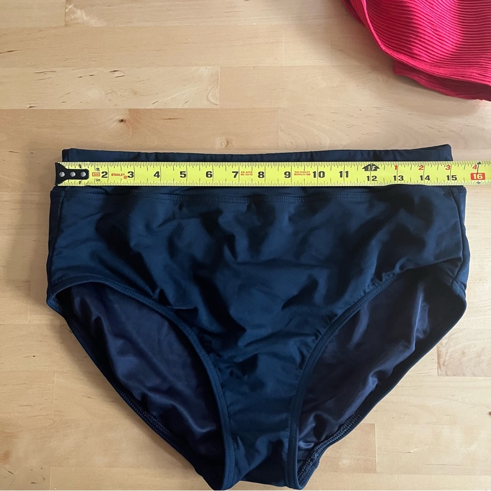 Lands End Red and Black Tankini Swimsuit Set Two Piece High Waist Coverage 10/12 - Picture 10 of 11